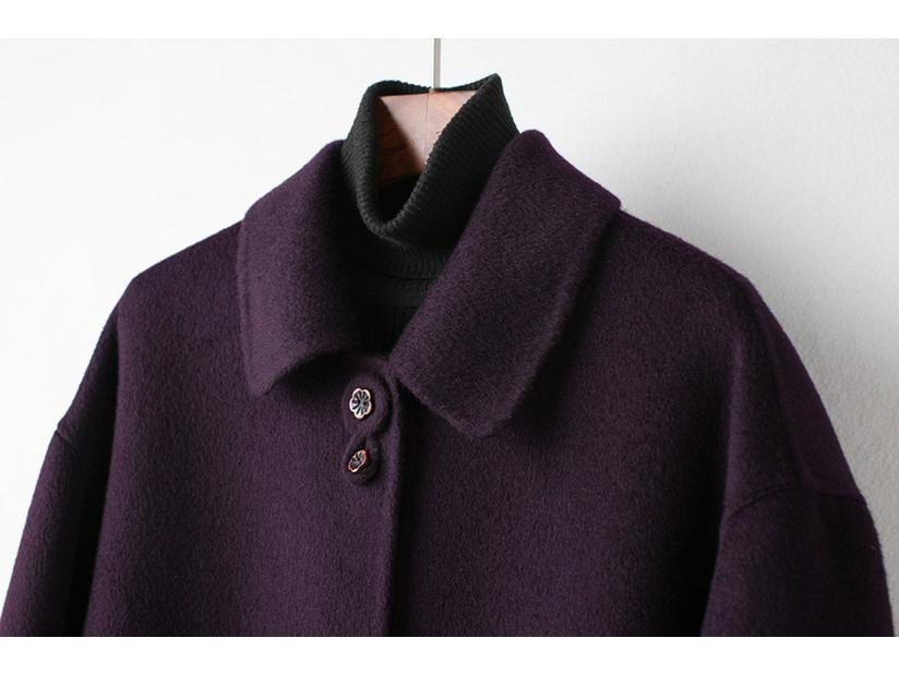 Plus Size Mid-Length Double-Sided Cashmere Coat for Middle-Aged & Elderly Women