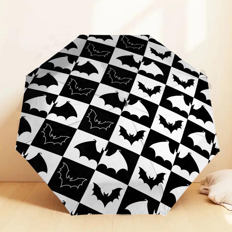 

1pc Bat Checkered Pattern Umbrella Design Automatic Opening and Closing Umbrella, High-quality Travel Umbrella, c1128109