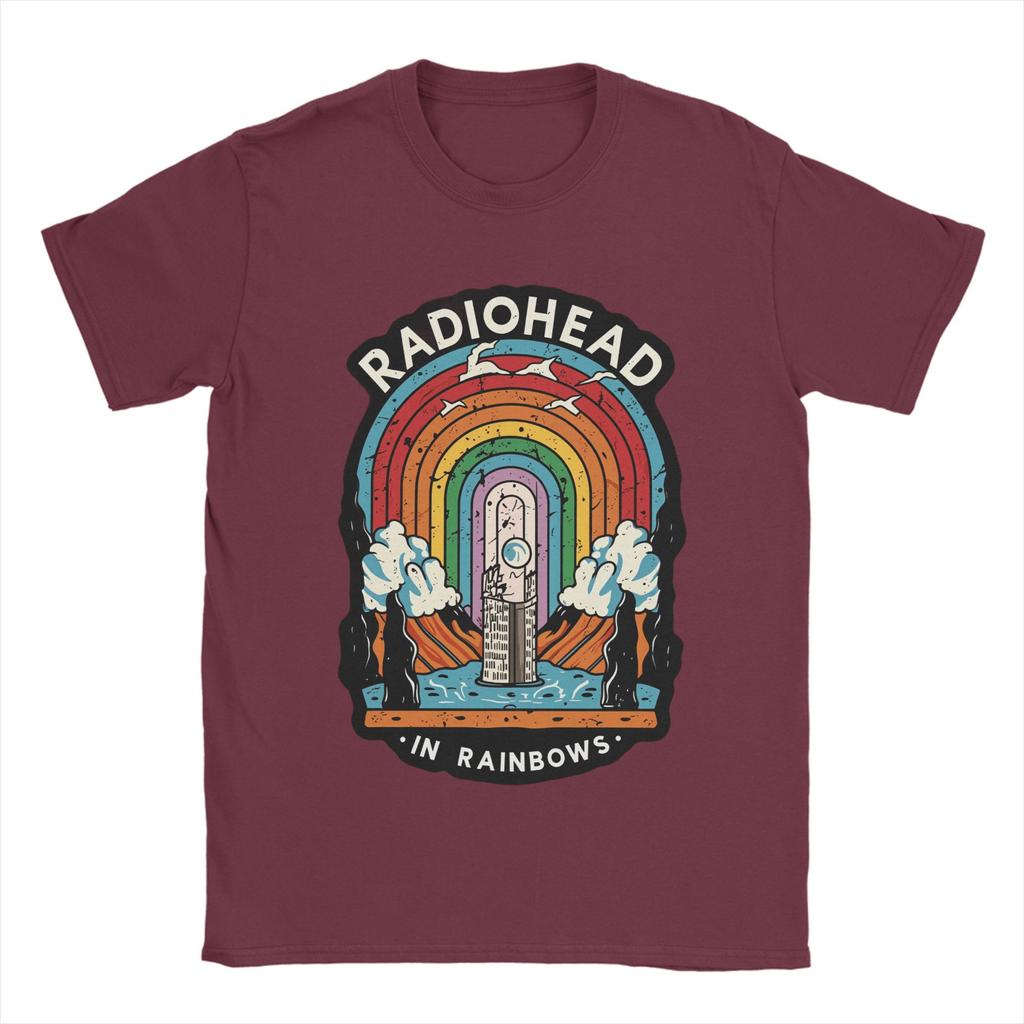 Magliette da uomo Radiohead in Rainbows Magliette Cool a Manica Corta Girocollo Puro Cotone Nuovi Arrivi Top