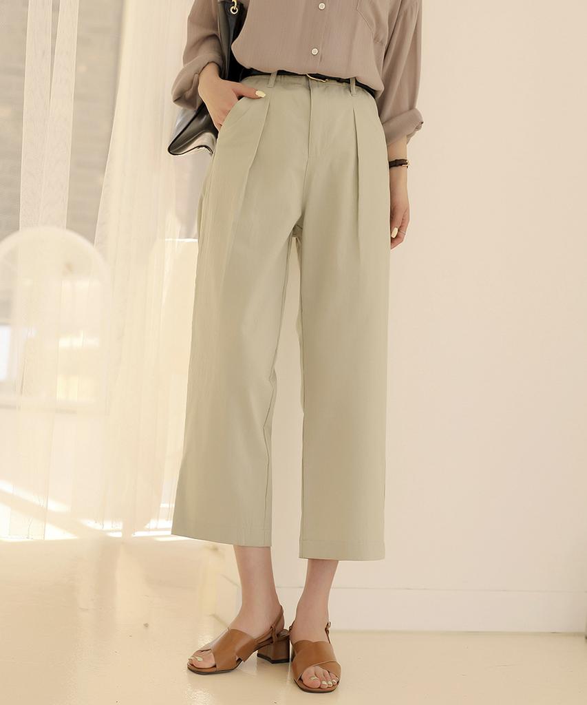 Ppaeppae Domestic Inner Elastic Waist Pintuck Wide Cropped Pants