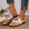 Nieuwe Dames Slippers Sandalen met Decoratieve Knoppen Zomer Platte Schoenen Modieus Design