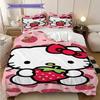 Hello Kitty Strawberry Pink Background Threepiece Set 1 Duvet Cover 2 Pillowcase Without Core Bedding Set Soft And Comfortable
