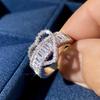 Huitan Luxury Heart Love Jewelry Ring Women Gorgeous Bridal Accessories with Brilliant Zirconia Delicate Wedding Band for Female