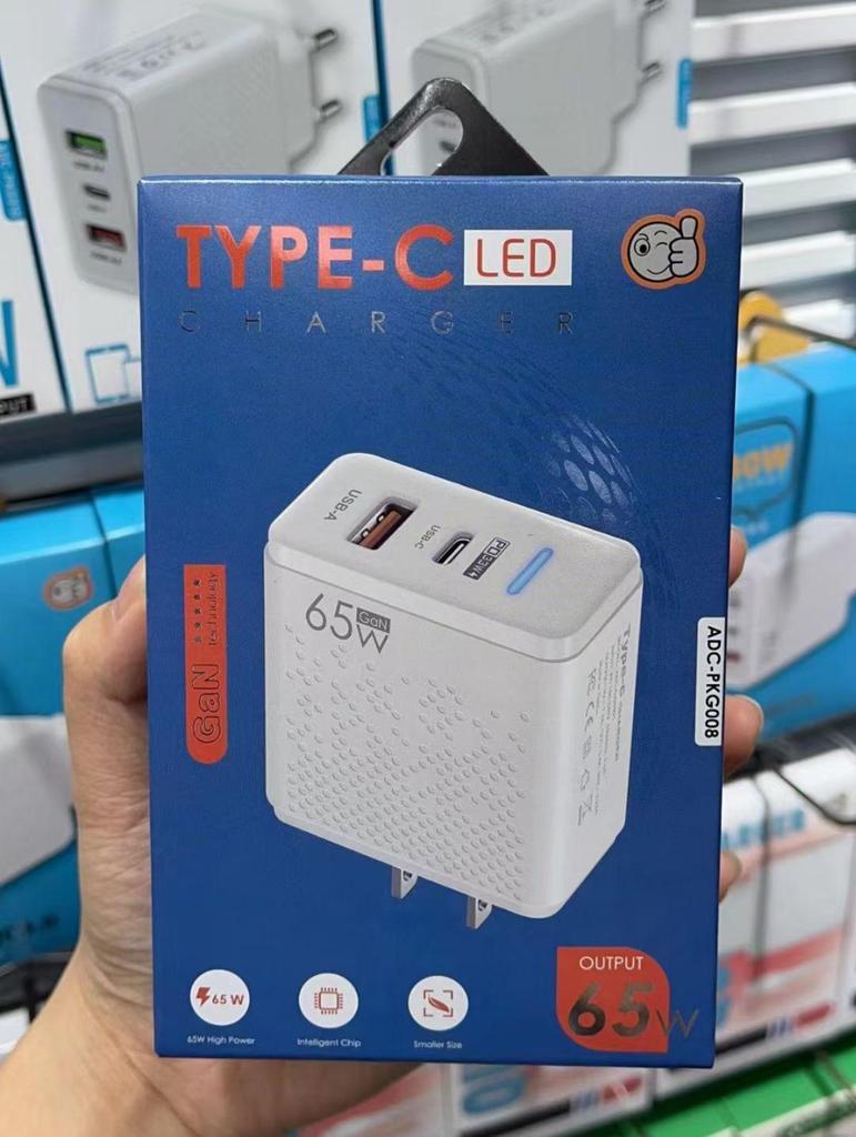 Multi-Port LED USB+PD Type-C Fast Charger with US, EU, UK Plugs