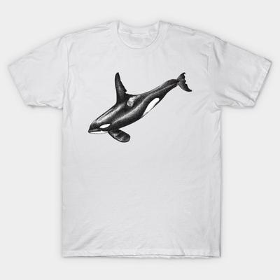 T Shirt Women Orca Killer Whale Ink Drawing Harajuku Print Kawaii Tshirt Summer Short Sleeve Female T-Shirt Top Tee