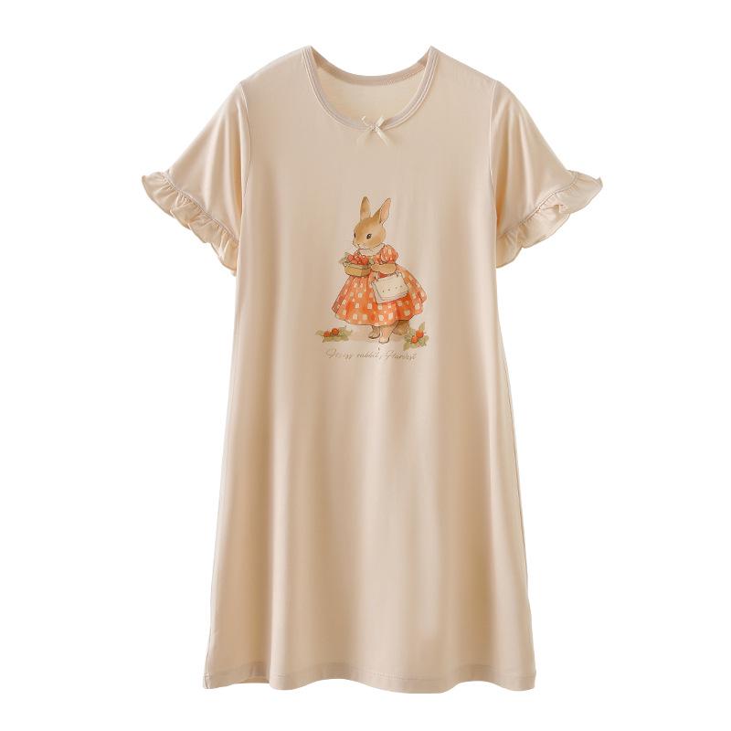 Summer Cartoon Girls' Nightgown - Breathable, Loose-Fit Pajamas for Baby Girls