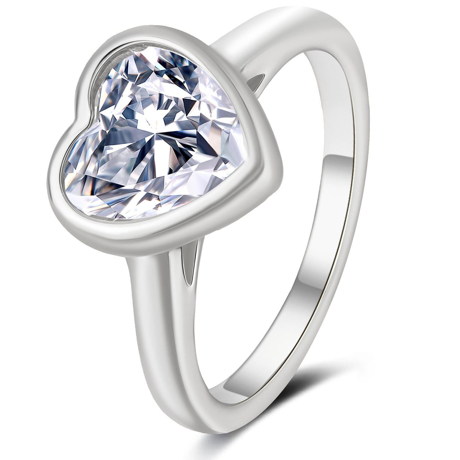 

European Bestseller: S925 Sterling Silver Moissanite Irregular Heart Ring for Women HK Size 13 (US Size 6)