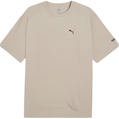 Puma Round Neck Fitted Logo Print Raglan Sleeve Short Sleeve T-Shirt Unisex T-Shirts Sandy-Gray 684177-68