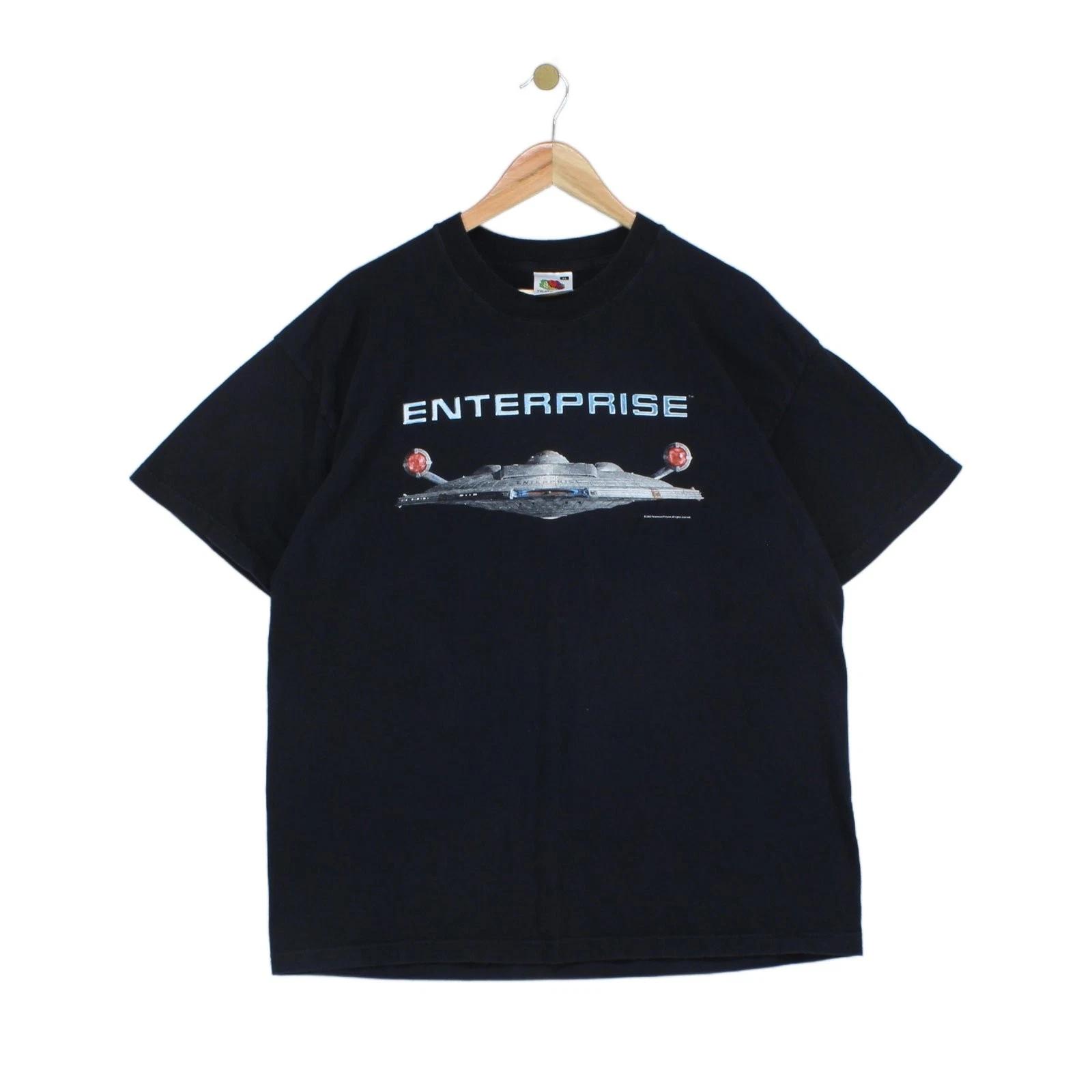 Vintage Star Trek Enterprise T-Shirt Mens Size XL Black 2002 3XL
