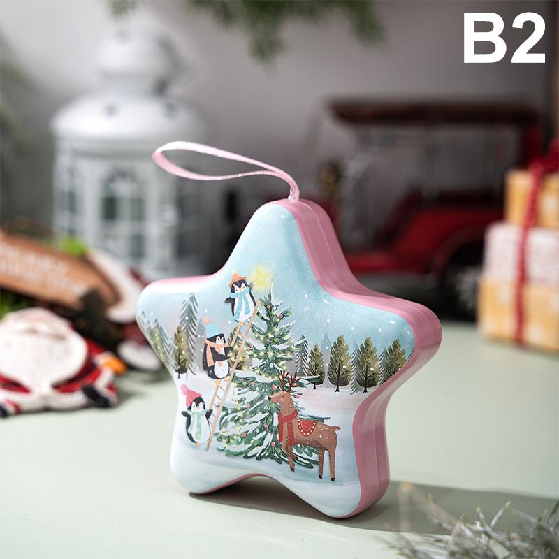 Christmas Decor Tinplate Box Storage Box With Lanyard Candy Biscuit Box Jewelry Storage Party Favors Christmas Tree Decoration