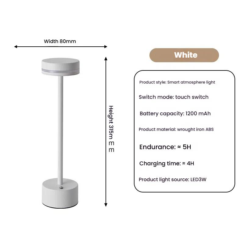 Modern Rechargeable Cordless Table Lamp Touch Small Night Light LED Desk Light  for Reading Bedroom Dining Nightstand Home Decor