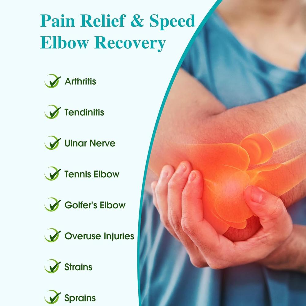 Adjustable Elbow Brace For Tennis Pain - Ulnar Nerve Support With Splint - Cubital Tunnel Relief For Men Women