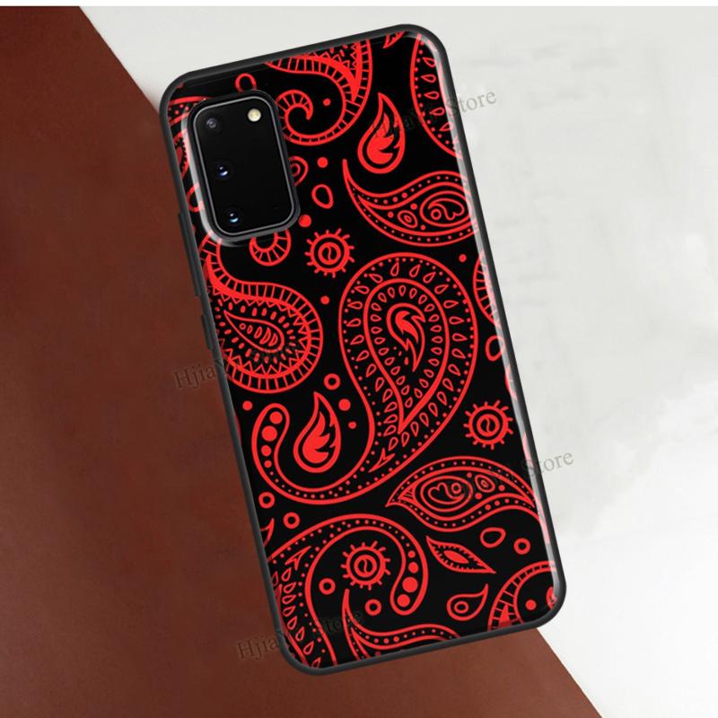 Black Bandana Paisley Phone Case For Samsung Galaxy S21 Ultra S22 S20 FE S8 S9 S10 Plus Note 10 Note 20 Cover