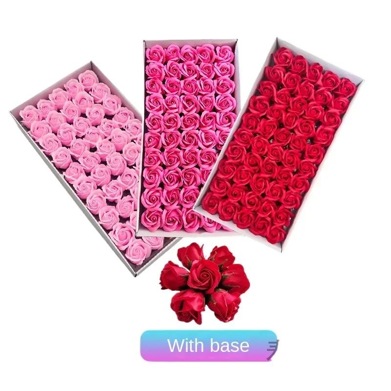 50Pcs Artificial Flower Roses Heads Dia4.5cm Wedding Decor Flower DIY Handmade Soap Flower Valentine's Day Gift Roses