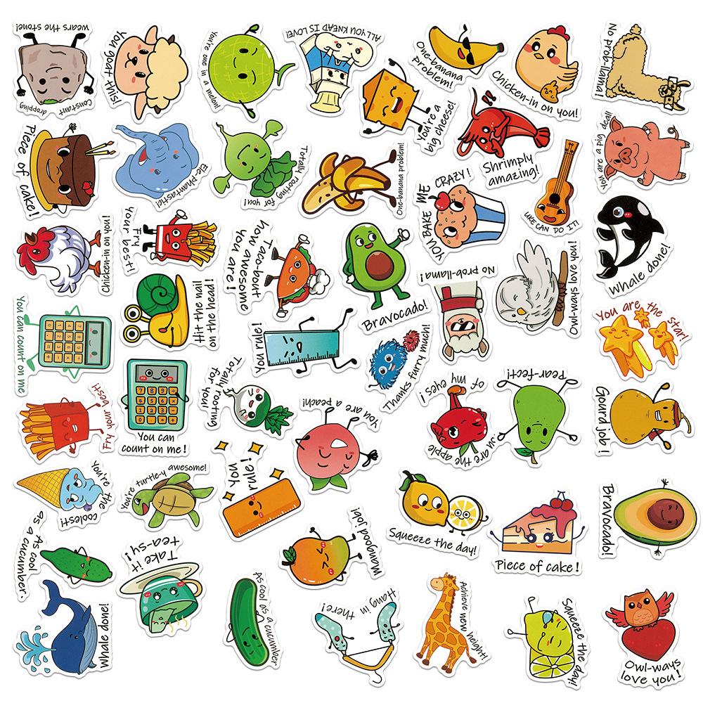 

50 шт. Креативные мультяшные стикеры-каламбуры для детей - Забавные украшения для бутылок с водой