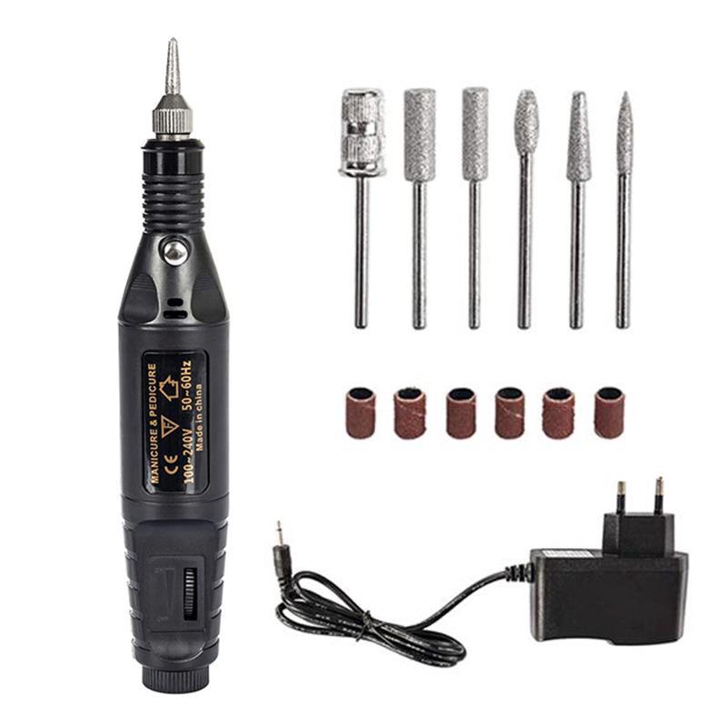 Pen-type Electric Nail File Set with EU/US Plug for Home or Salon Use