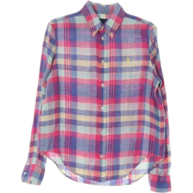 

Polo Ralph Lauren Вышитая клетчатая льняная рубашка с длинным рукавом Женские рубашки 211663268-001 XS