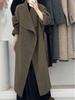 2025 Elegant Wool Coat for Women: Stand-Up Collar, Large Lapel, Extra Long, High-End Style