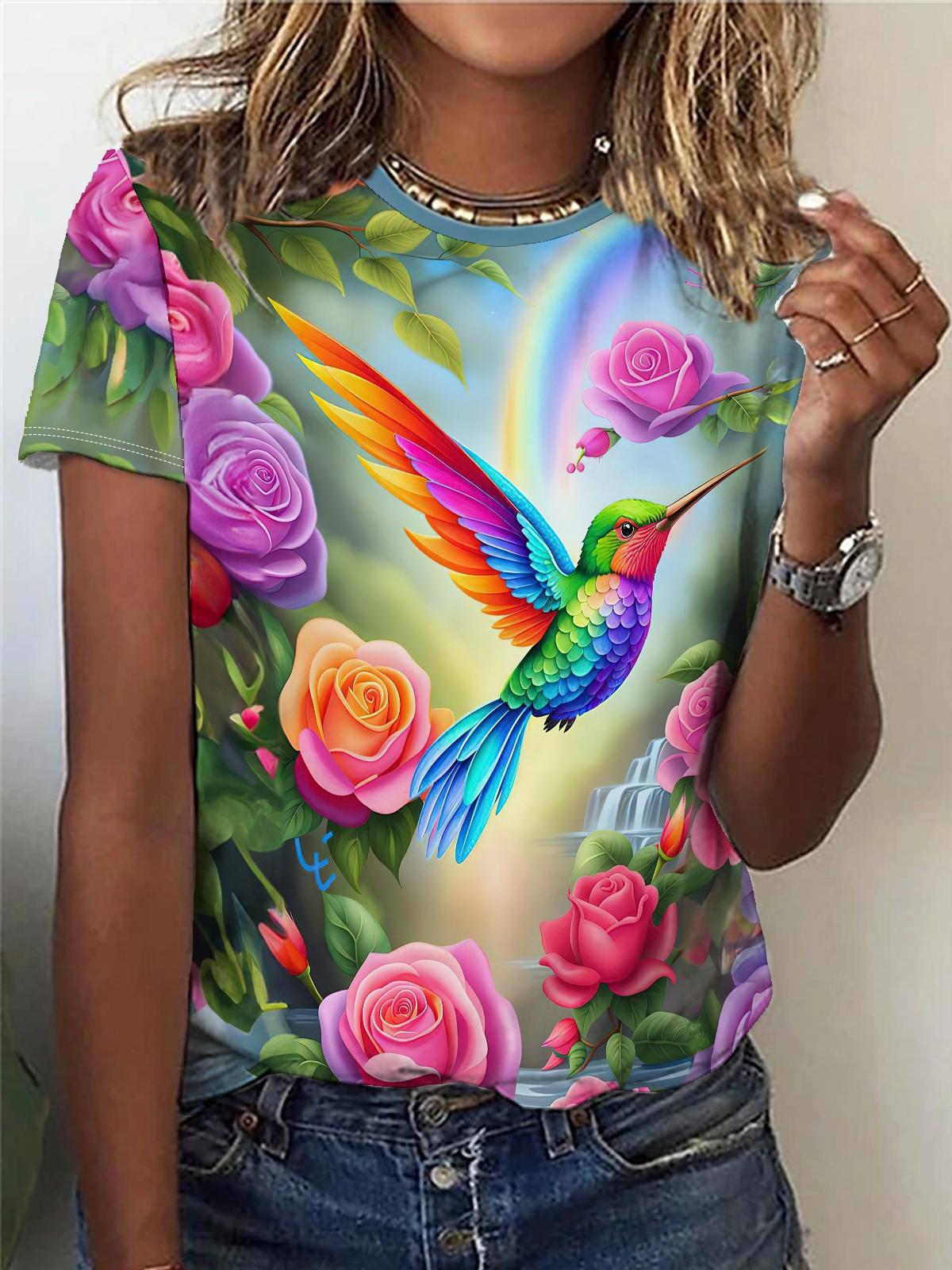 

Spring and summer casual round neck short sleeved top, women s clothing XS