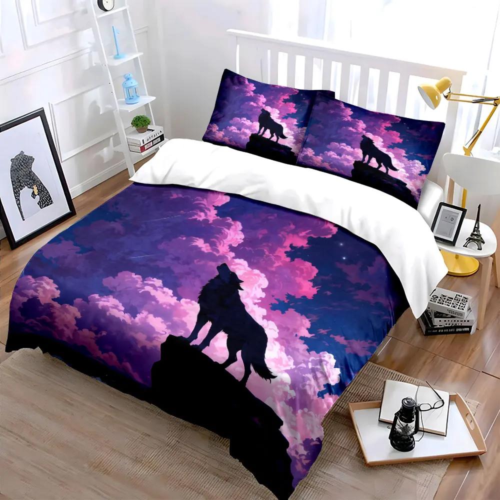 "Wolf Art Decorative Three-Piece Set" Soft Comfortable Duvet Cover Bedding Set Included 1*Duvet Cover & 2*Pillowcases Gift
