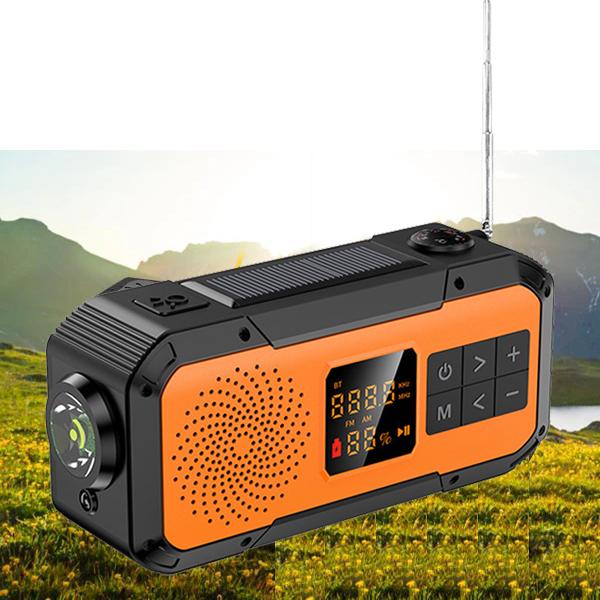 Multifunkční nouzové FM AM rádio Bluetooth reproduktory 5000mAh PowerBan DAB+ rádio Ruční klika Solární USB nabíjení