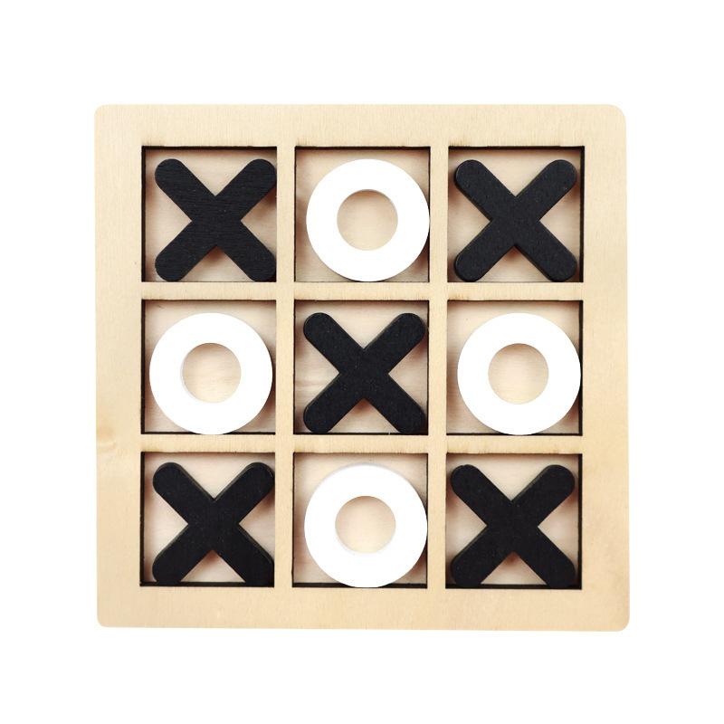 XO Wooden Chess and Tic-Tac-Toe Set: Double Player, Parent-Child Educational Toy for Kindergarten.