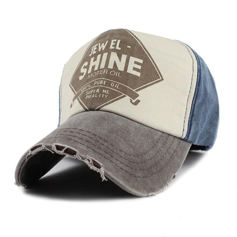 Splicing Alphabet Baseball Cap Pure Cotton Ripped Brim Sun Hat Men's and Women's Spring and Autumn Casual Cap