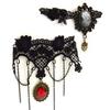 Les Trésors De Lily [K6576] - 2 Designer Chokers 'Courtisanes' Red Black (lace)