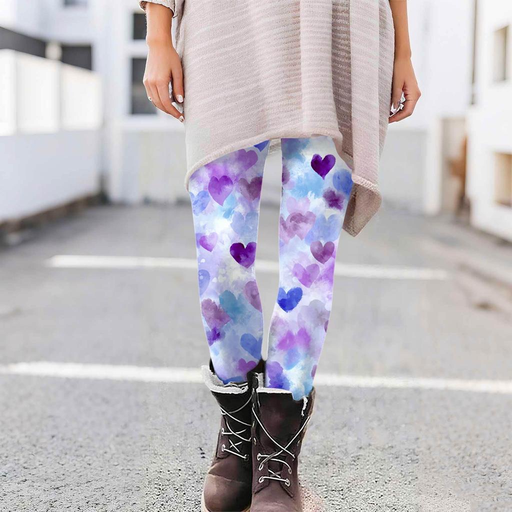 Damen Casual Mode Print Hose High-Waist Straight-Leg Skinny Leggings