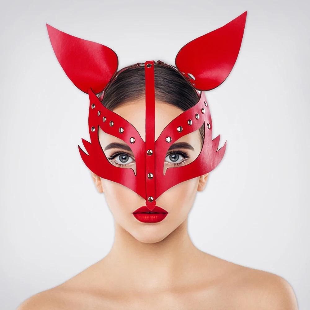 Punk Leather Fox Rabbit Cat Mask Collection Dance Party Halloween Carnival Animal Masquerade Costume Accessories Props