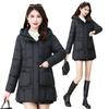 Fashion down cotton jacket women's mid-length winter 2025 hooded plus size slim padded jacket warm jacket