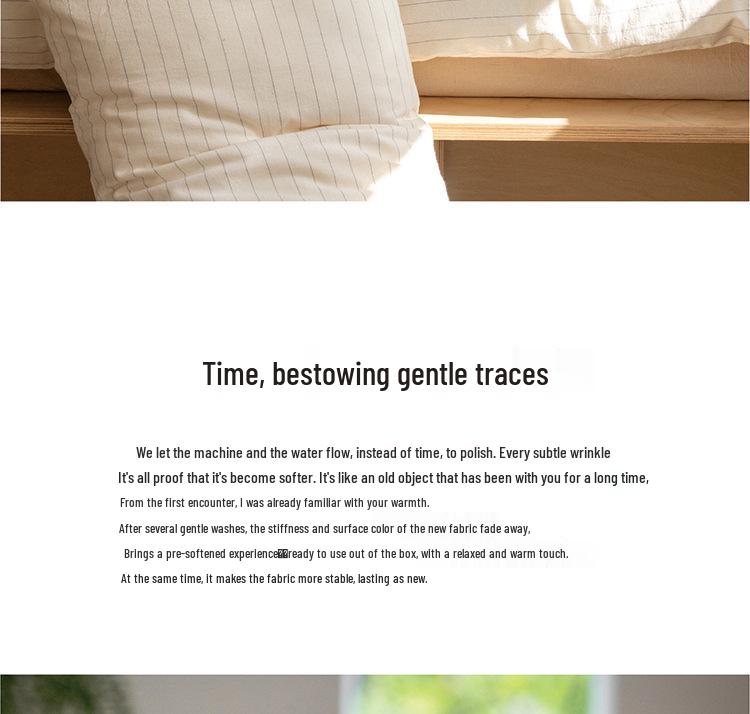 Meiji Nishikawa Minimalistische Streep Katoen Linnen 4-delige Bedset met YKK Rits