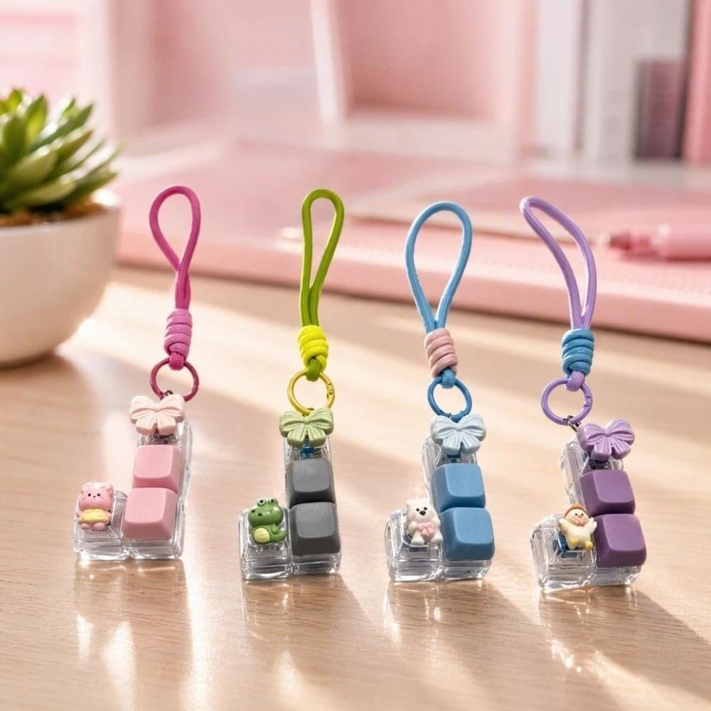 Rabbit Frog Bear Duck Stress Relief Keyring Cartoon Animal Fidget Bag Pendant Student Bag Ornament