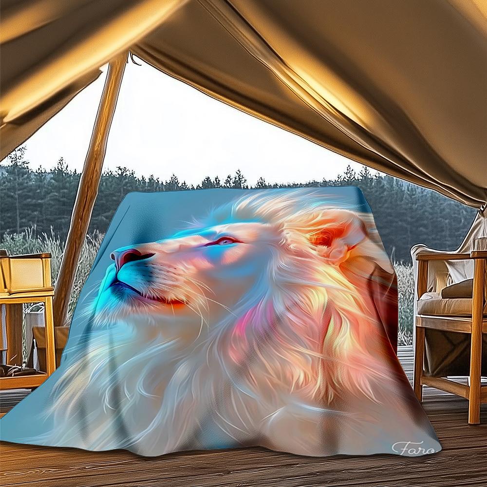 1pc Lion Art Outdoor Blanket, Soft And Comfortable Blanket, Casual Warm Outdoor Blanket, Good Birthday Gift Yy251201160