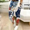 Women Plus Size American Eagle Flag Printed Jogger Pants Drawstring Waist Side Pockets Cuffed Ankle