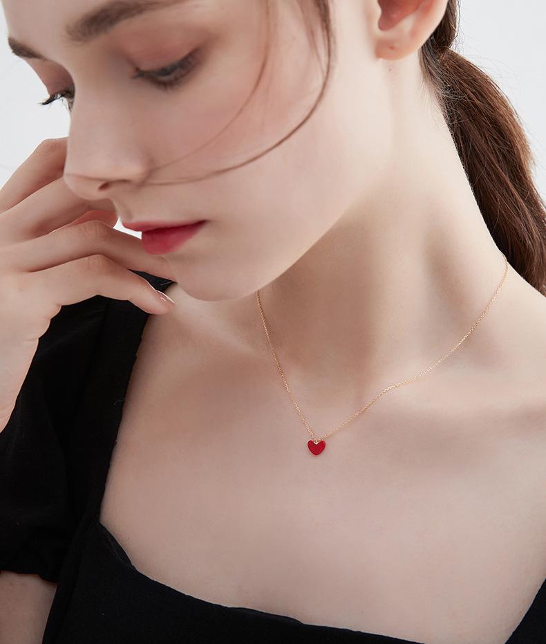 Colar de Prata de Lei 925 com Pingente de Coração Banhado a Ouro 14K - Joia de Verão Feminina de Alta Qualidade, Não Desbota