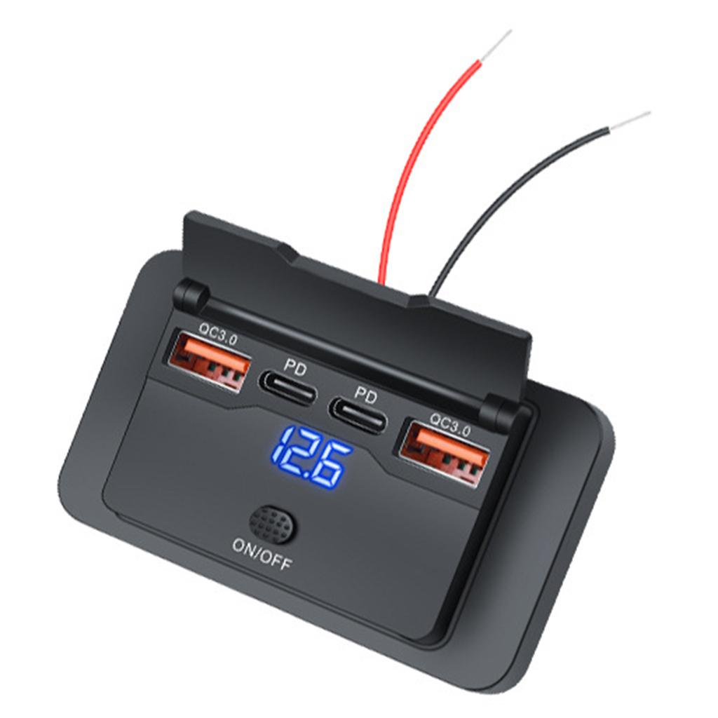 12V/24V Car Charges Double  PD3.0 & QC3.0 USB Ports with Power Switch Quick Charge Socket Upgrades for Boats Motorcycles