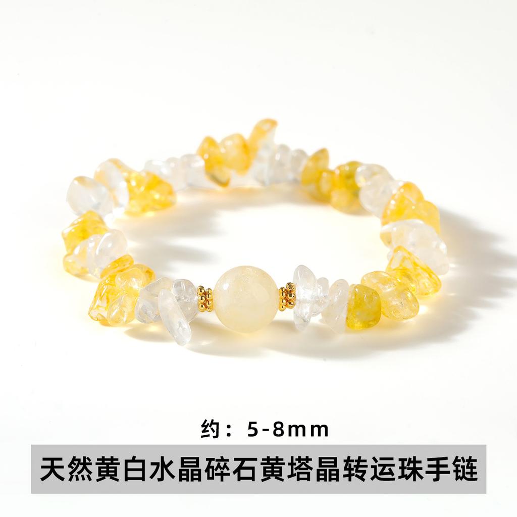 Natural Crystal Agate, Colorful Crushed Stone, Elastic Bracelet, Irregular, European and American Jewelry