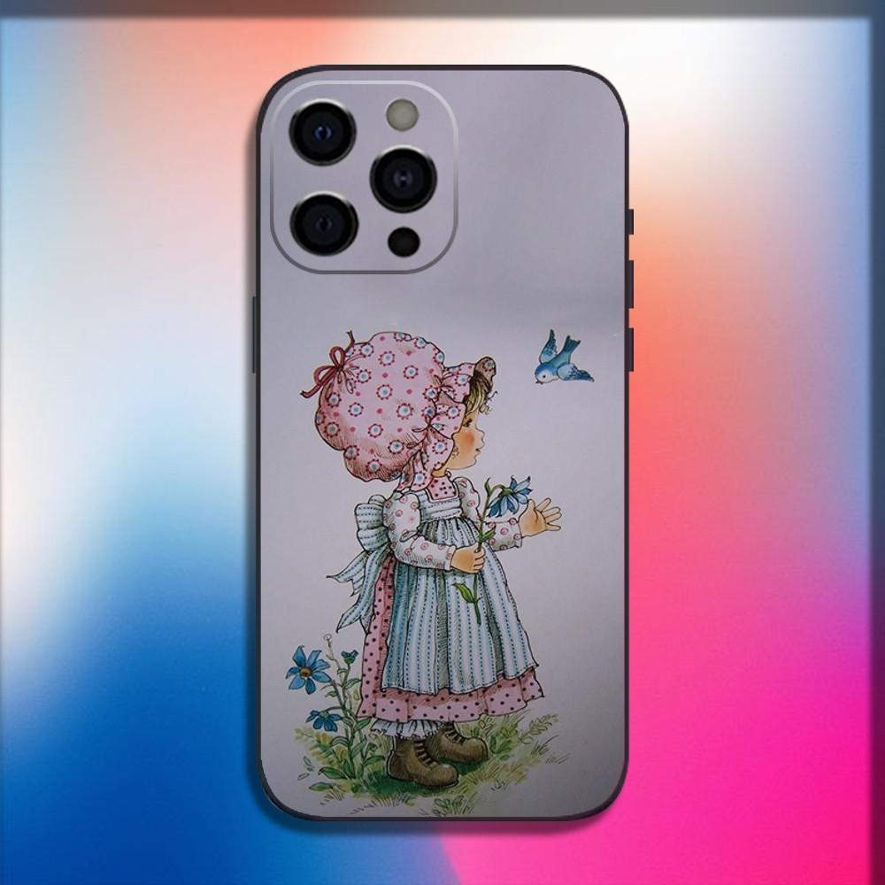 S-Sarah Kay Pattern Phone Case For iPhone 16,15,14,13,12,11,Pro,X,XS,Max,XR,Plus,Mini Soft Black Cover
