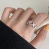 PANJBJ 925 Sterling Silver Geometric Black Stone Rings for Women Girl Korean Simple Adjustable Couple Jewelry Dropshipping