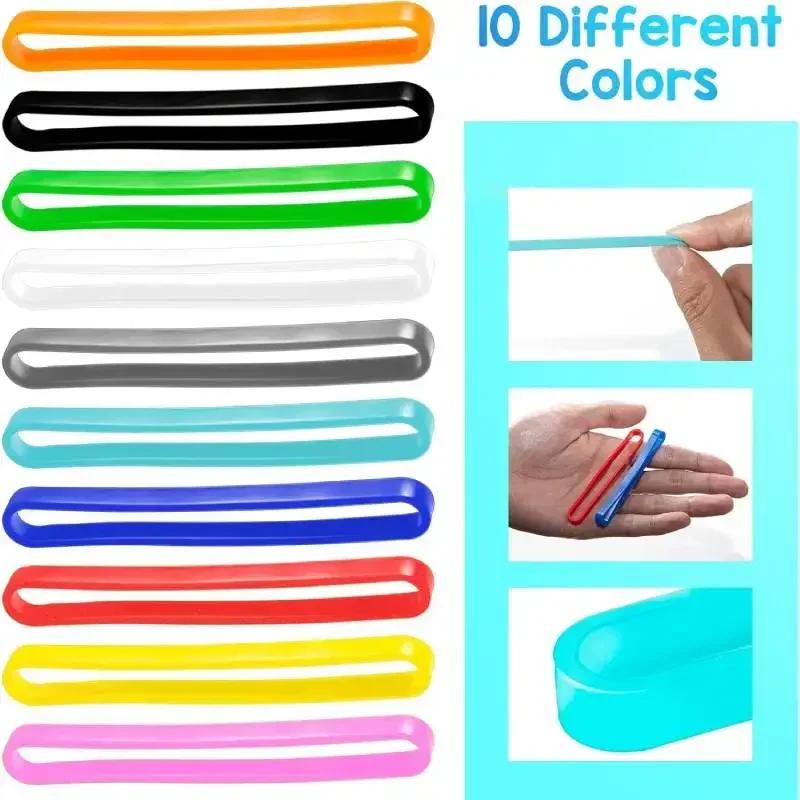 10pcs Silicone Rubber Bands 3 Inch Colorful Elastic Wrapping Bands for Bundling Bills Money Boxes Card Craft Home Offi School
