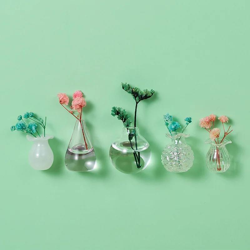 Creative Cute MINI Glass Vase Plant Terrarium Art Fridge Magnet Home Decor Fridge Magnet Home Decor Vase Glass Crafts DIY