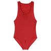 Women One Piece Swimsuits Glossy Stretchy Sleeveless Sports Leotard Swimwear Skinny Jumpsuit