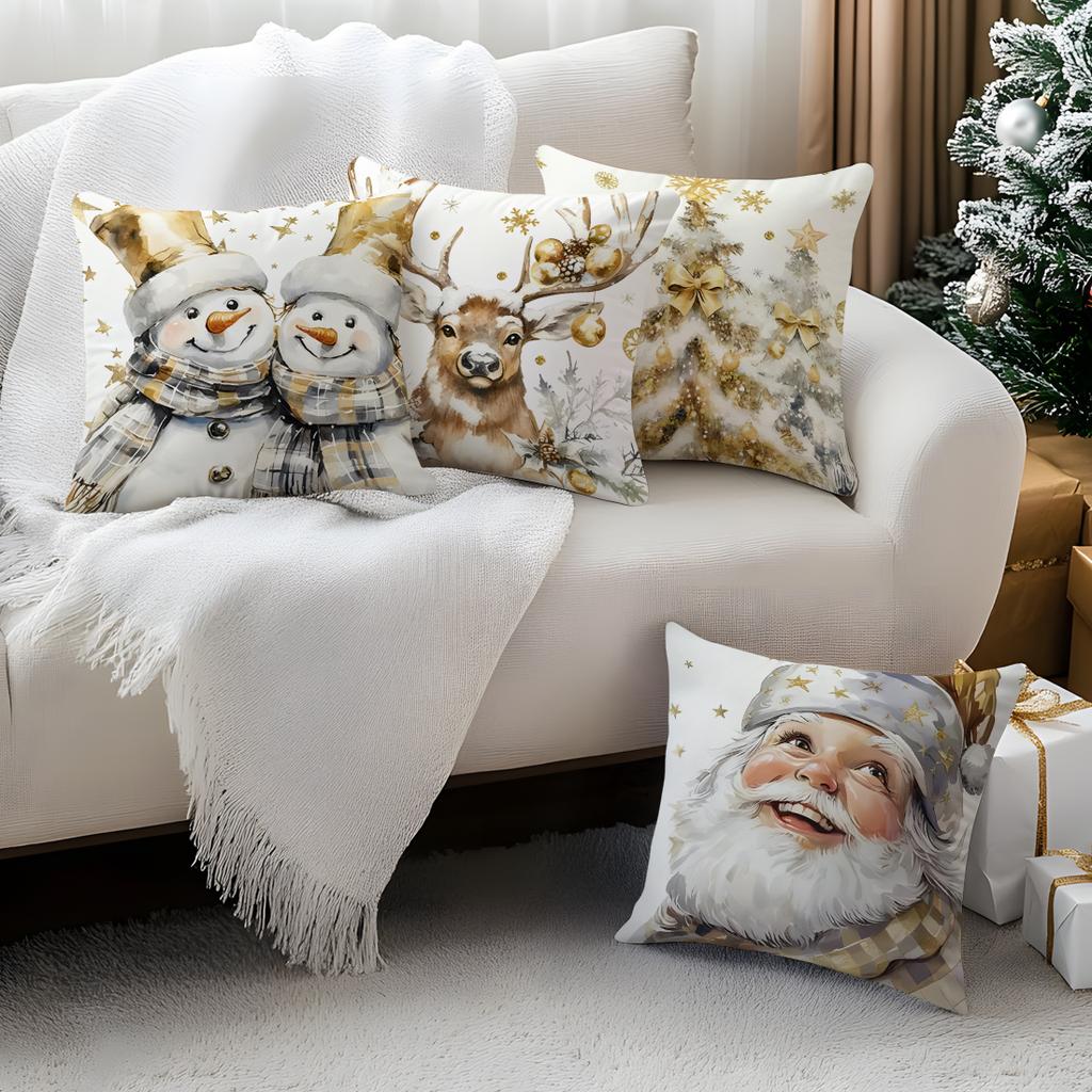 Christmas Illustration Pillowcase Bedroom Sofa Cushion Cover 100% Polyester Living Room Cushion Pillowcase Home Decor