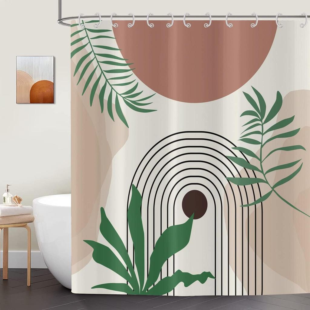 Bohemian Style Abstract Modern Floral Rose Face Shower Curtain 180X 180Cm Waterproof Shower Curtain With 12 Hooks