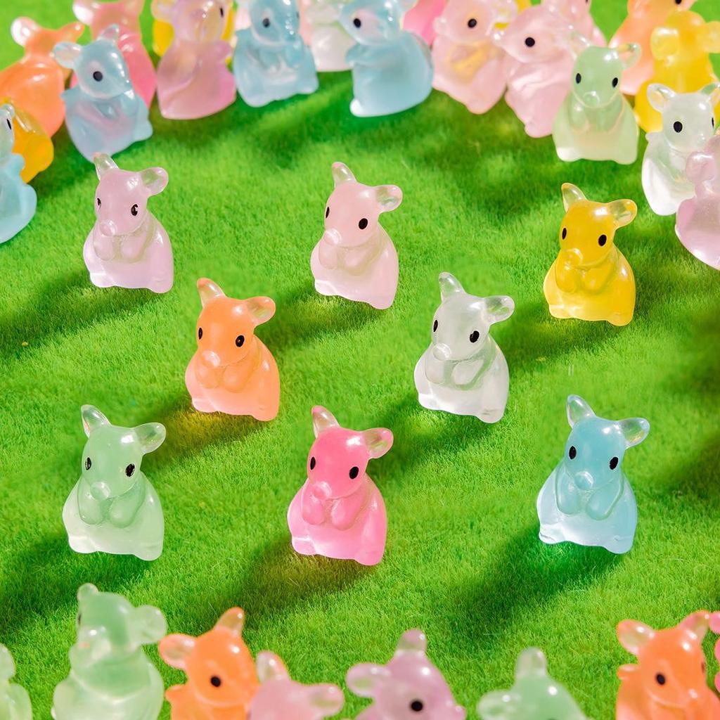 Miniature Luminous Resin Animal Ornaments: Cartoon Desktop & Car Decorations