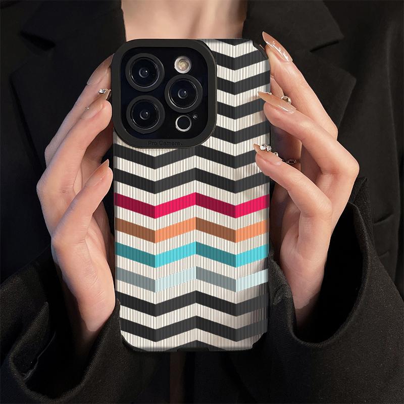 Vertical Grain Leather Shell Green 3D Printed Patterned Soft Silicone Phone Case Back Cover with Camera Lens Full Protection for iPhone