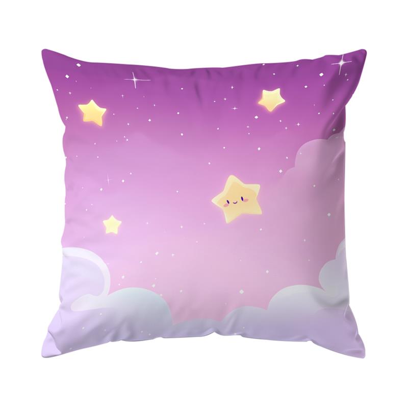 Pink Dreamy Starry Sky Printing Pillowcase Polyester Cushion Cover Decorations Pillow Case Cover Home Cartoon Zippered 45X45Cm
