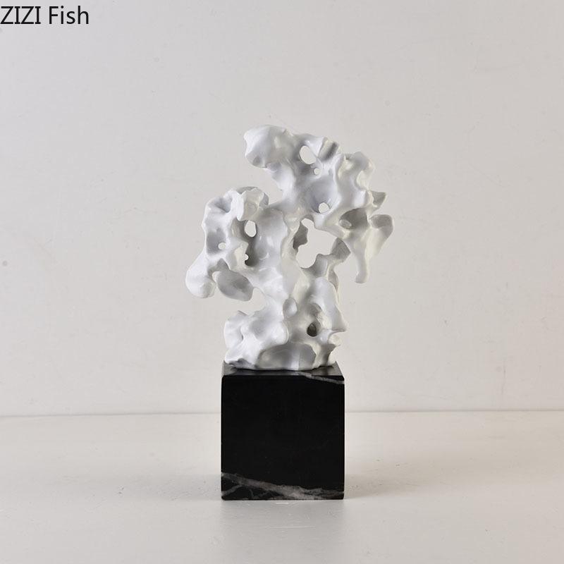 Hollow Out Coral Creative Resin Crafts Sculpture Taihu Stone Rockery Desk Ornaments Living Room Decoration Modern Home Decor