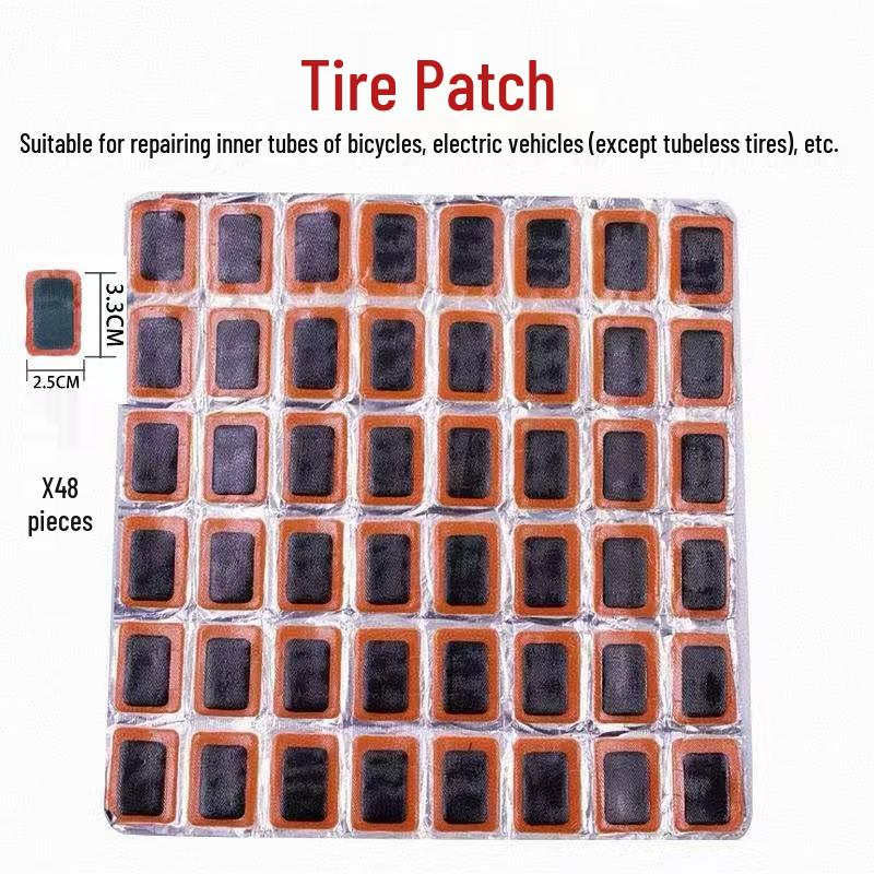 Mountain Bike Tire Repair Kit: 48 Square & Round Patches (25mm) for Cycling & Car Repairs